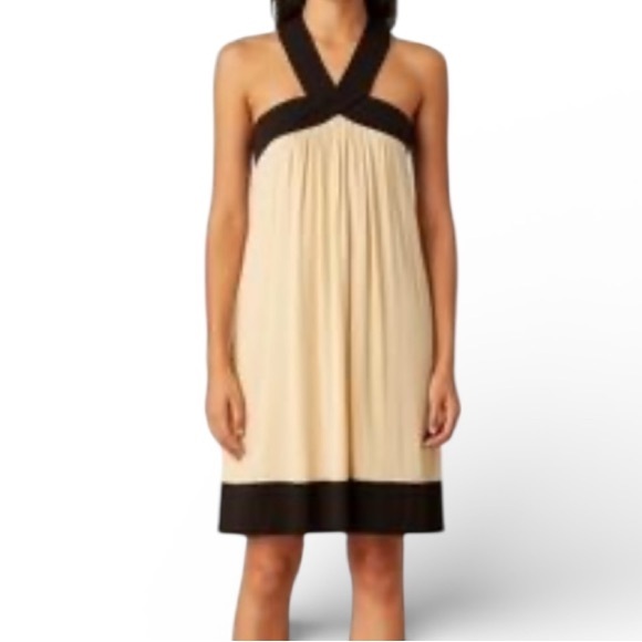 Vintage Diane von Furstenberg Lion Halter Dress,
cream, black, flowy, Size 2 - Picture 2 of 9